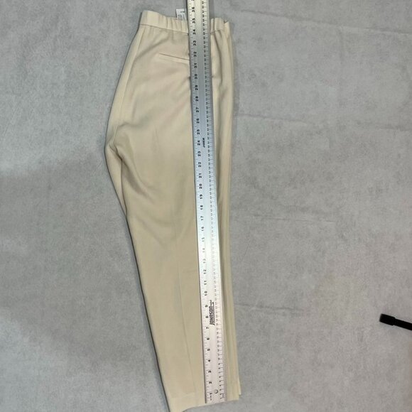 Theory Treeca Crepe Cropped Slim Leg Pants Ecru Off White Trousers 8 - Picture 4 of 12